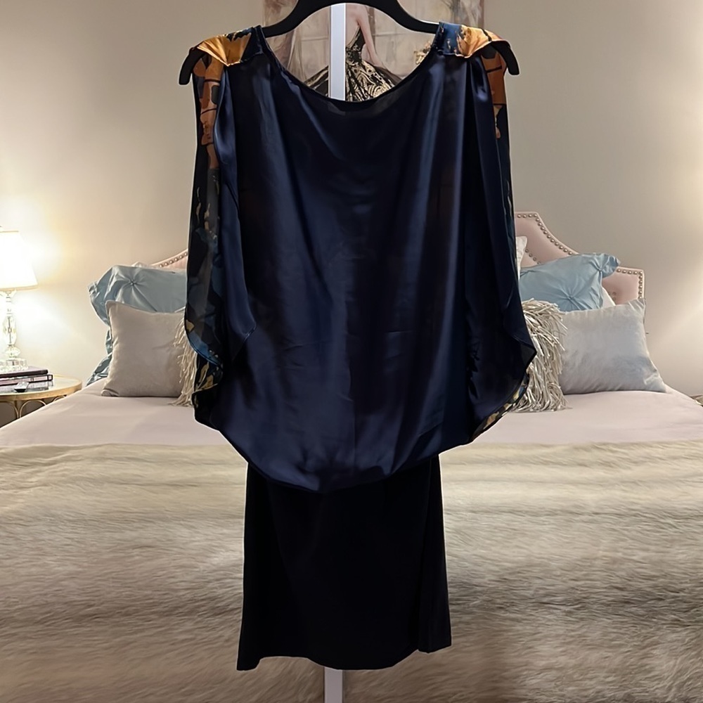 EXPRESS Navy Blue Butterfly XS Flutter Sleeves Blouse Knit Skirt Dress 2011 - Picture 10 of 17
